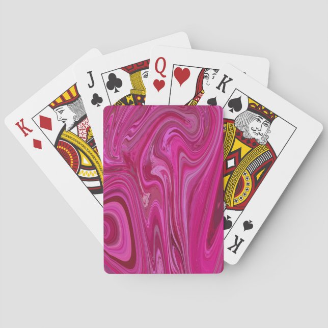 Pink Rose Swirls Playing Cards (Back)