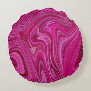 Pink Rose Swirls Round Cushion