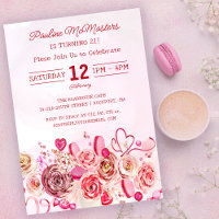Pink Rose Swirly Heart Valentine's 21st Birthday