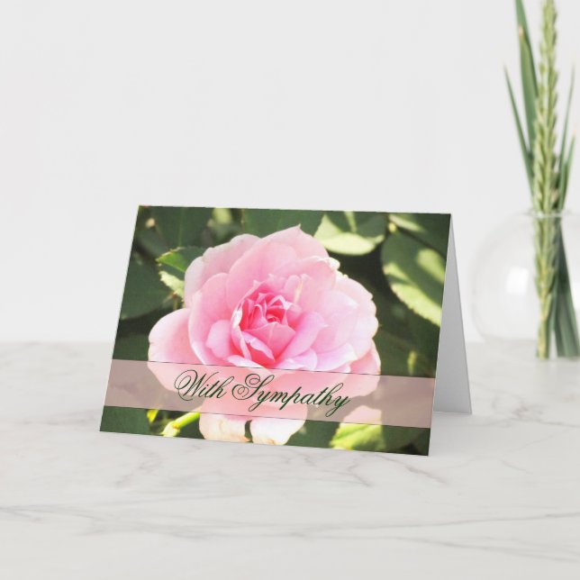 Pink Rose Sympathy Card (Front)