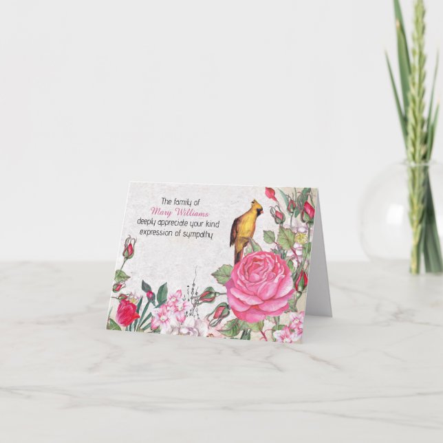 Pink Rose Sympathy Thank You (Front)