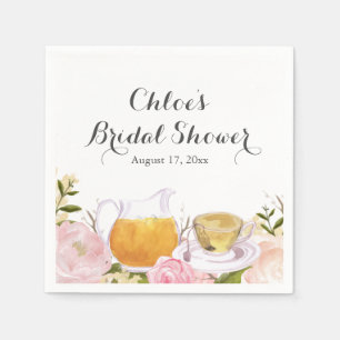 Pink Rose Teacup Bridal Shower Napkins