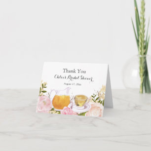 Pink Rose Teacup Bridal Shower Thank You Card