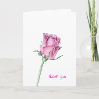 Pink Rose Thank You Card