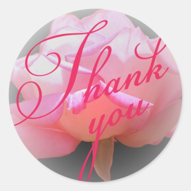 Pink Rose Thank You sticker (Front)