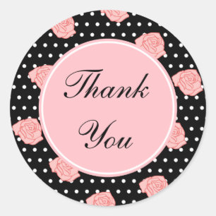 Pink Rose Thank You Stickers