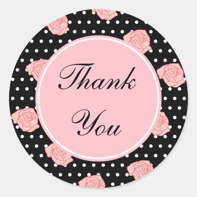 Pink Rose Thank You Stickers (Front)