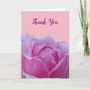 Pink Rose Thank You Wedding Card
