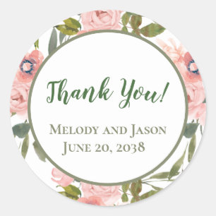 Pink Rose Themed Favour Sticker Seal