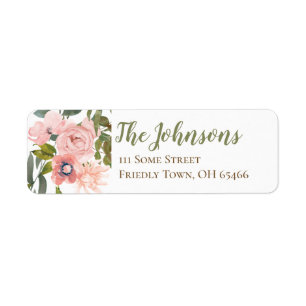 Pink Rose Themed Return Address Labels