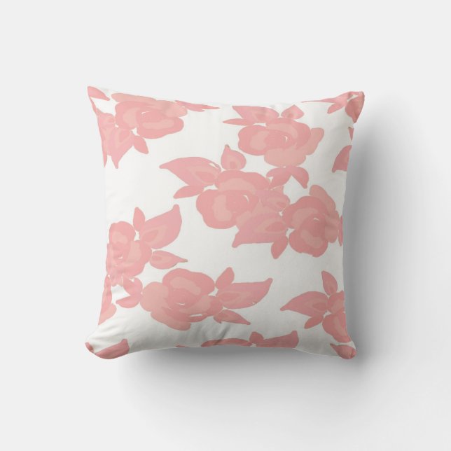 Pink Rose Throw Pillow (Front)