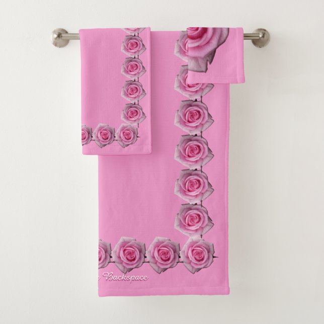 Pink Rose Towel Sets Personalised Rose Towels (Insitu)