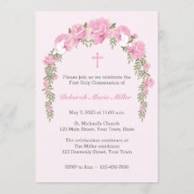 Pink Rose Trellis Religious Invitation