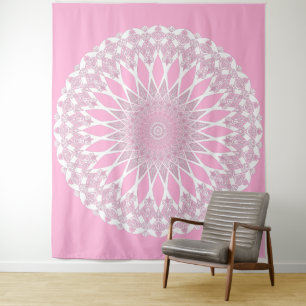 Pink Rose Tristyns Mandala Tapestry