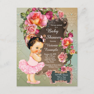 Pink Rose Tutu Baby Shower Invitation