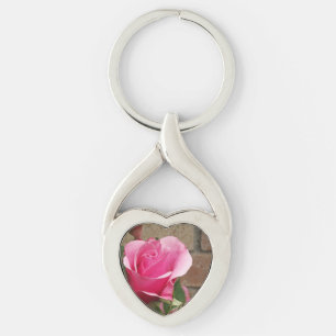 Pink Rose ~ Twisted Heart Keychain