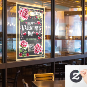 Pink Rose Valentine Window Cling/ 24x36/ Customise Cling