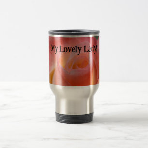 Pink Rose Valentines Love Water Bottle Travel Mug