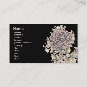 Pink Rose Vintage Retro Grunge Floral Business Card