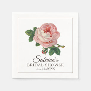 Pink Rose Vintage Shabby Chic Bridal Shower Napkin