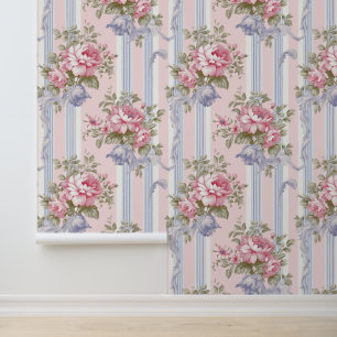 Pink Rose Vintage Shabby Chic Peel and Stick Wallpaper