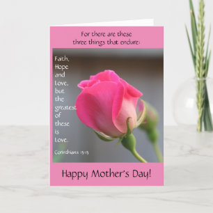 Pink Rose w Verse on Love, Mother's Day Card