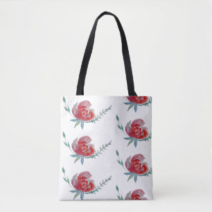 Pink Rose Watercolor All-Over-Print Tote Bag