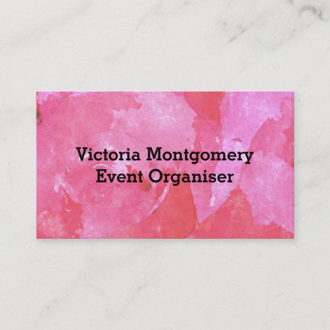 Pink Rose Watercolor Business Card (Front)