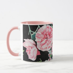 Pink Rose Watercolor Flower Roses Floral Mug