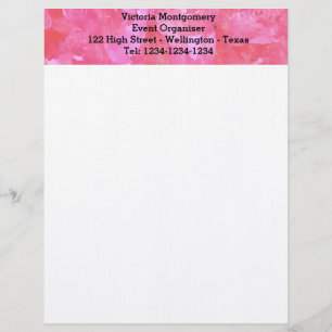 Pink Rose Watercolor Letterhead Design