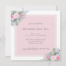 Pink Rose Watercolor Mother's Day Invitation