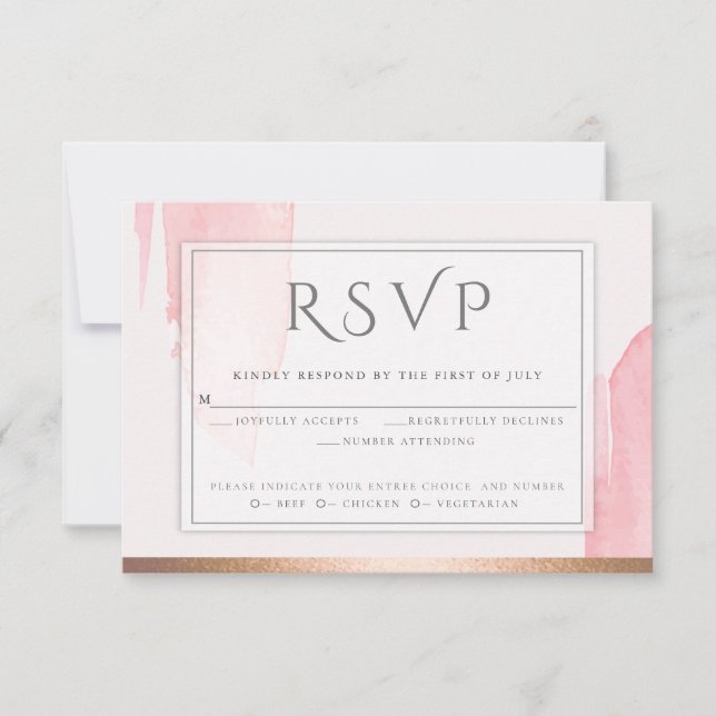 Pink Rose Watercolor Wash RSVP (Front)