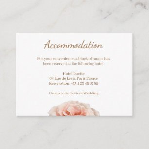 Pink rose wedding accommodation enclosure card