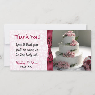 Pink Rose Wedding Cake Thank You Card