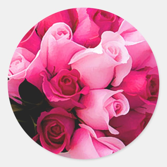 Pink Rose Wedding Envelope Seal Stickers (Front)