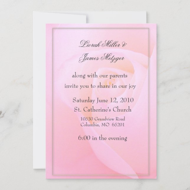 Pink rose Wedding Invitation (Front)