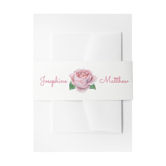 Pink Rose Wedding Invitation Belly Bands Invitation Belly Band