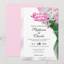 Pink Rose Wedding Invite - Pink Heading #1