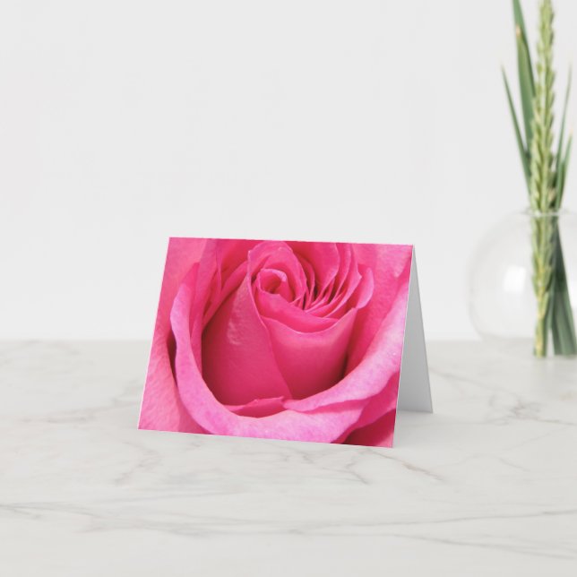 Pink Rose Wedding Photo Card (Front)
