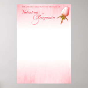 Pink Rose Wedding Seating Table Plan blank Poster