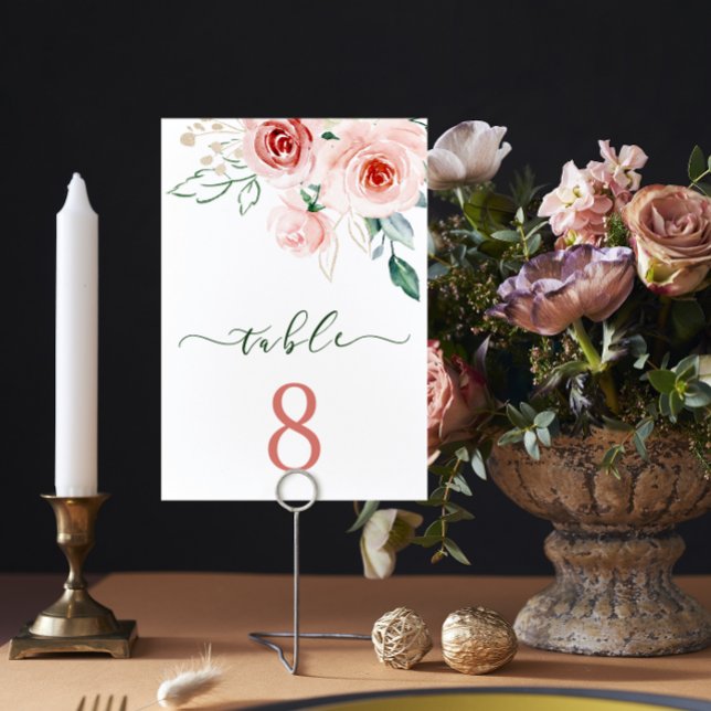 Pink Rose Wedding Table Card  (Creator Uploaded)