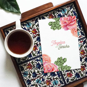 Pink Rose Wedding Theme Card