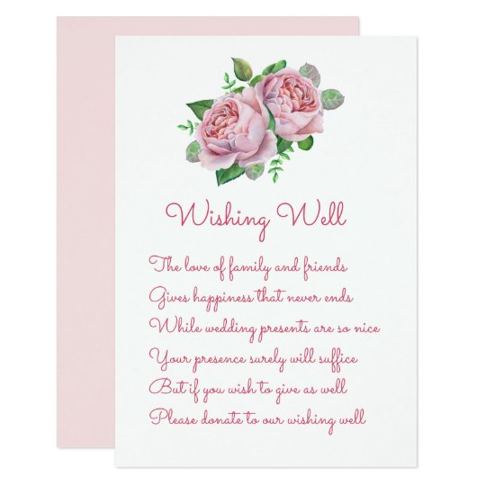 Pink Rose Wedding Wishing Well Cards