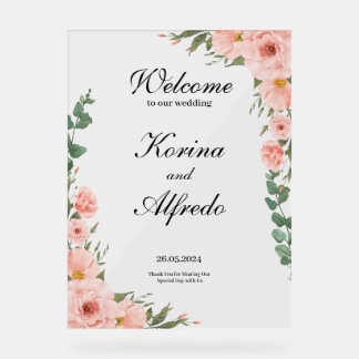 Pink Rose Welcome Sign