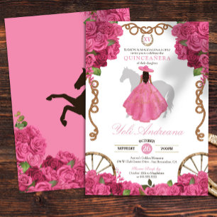 Pink Rose Western Charro Quinceanera Invitation