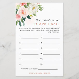 Pink Rose What Is In The Diaper Bag Shower Game