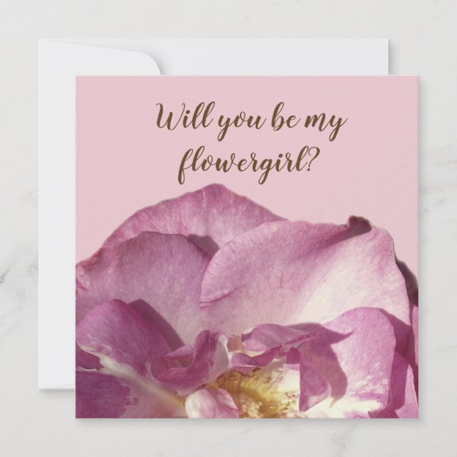Pink Rose ,  Will you be my flowergirl card (Front)