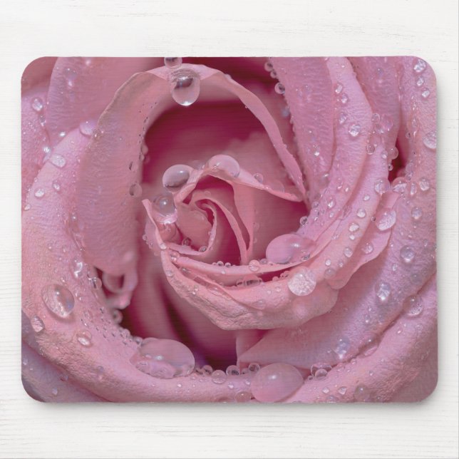 Pink Rose with Dewdrops Mouse Mat (Front)