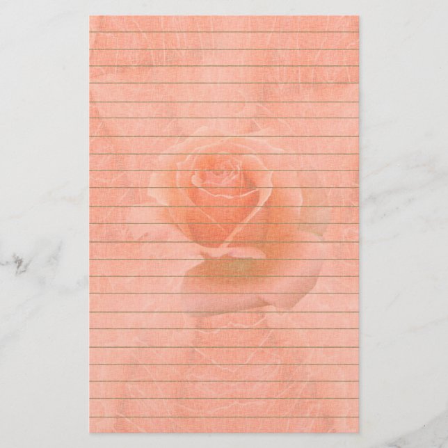 Pink Rose With Lines Stationery (Front)