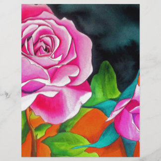 Pink Rose with orange watercolor art